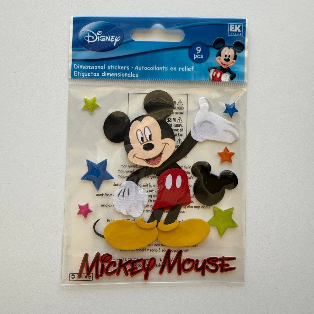 Disney Mickey Mouse Dimensional Stickers 9pc EK Success 3D Scrapbook DJBM018 NEW